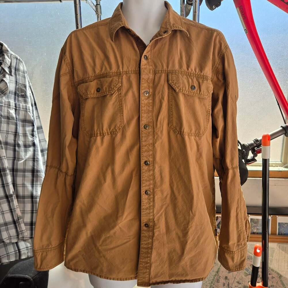 Kuhl Long Sleeve Button Up Shirt Medium Brown Twill